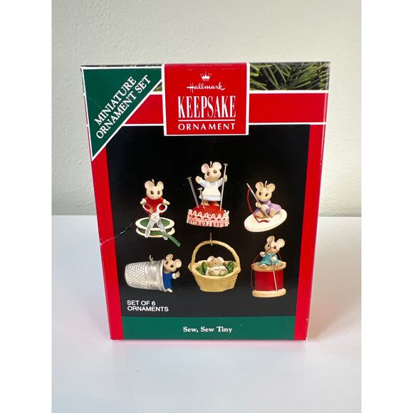 Hallmark Keepsake Ornament Sew Sew Tiny Set of 6 Miniature 1992 - Picture 1 of 7